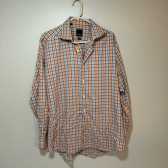 David Donahue 17.5 34/35 Men’s Plaid/Check Long Sleeve Button Up Collared Shirt - Picture 2 of 9